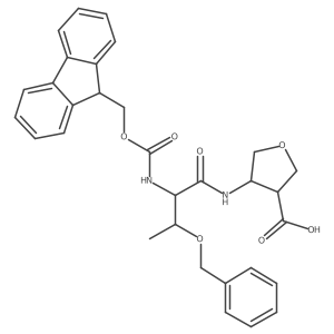 4-[(2R,3S)-3-(benzyloxy)-2-({[(9H-fluoren-9-yl)methoxy]carbonyl}amino)butanamido]oxolane-3-carboxylic acid结构式