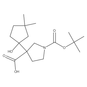 1-[(Tert-butoxy)carbonyl]-3-(1-hydroxy-3,3-dimethylcyclopentyl)pyrrolidine-3-carboxylic acid Structure