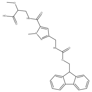 3-({3-[({[(9H-fluoren-9-yl)methoxy]carbonyl}amino)methyl]-1-methyl-1H-pyrazol-5-yl}formamido)-2-methoxypropanoic acid结构式