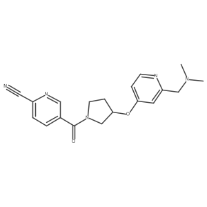 5-[3-({2-[(Dimethylamino)methyl]pyridin-4-yl}oxy)pyrrolidine-1-carbonyl]pyridine-2-carbonitrile Structure