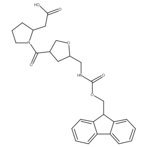 2-[(2S)-1-[(3RS,5RS)-5-[({[(9H-fluoren-9-yl)methoxy]carbonyl}amino)methyl]oxolane-3-carbonyl]pyrrolidin-2-yl]acetic acid结构式