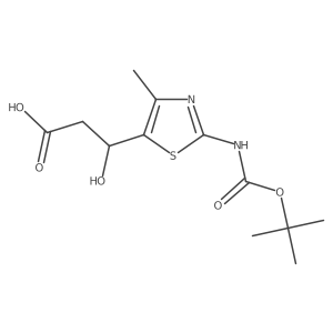 (3R)-3-(2-{[(tert-butoxy)carbonyl]amino}-4-methyl-1,3-thiazol-5-yl)-3-hydroxypropanoic acid Structure