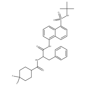 (S)-N-(1-((5-(N-(tert-Butyl)sulfamoyl)naphthalen-1-yl)amino)-1-oxo-3-phenylpropan-2-yl)-4,4-difluorocyclohexanecarboxamide结构式