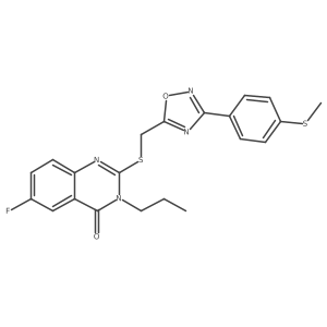 6-fluoro-2-(((3-(4-(methylthio)phenyl)-1,2,4-oxadiazol-5-yl)methyl)thio)-3-propylquinazolin-4(3H)-one结构式