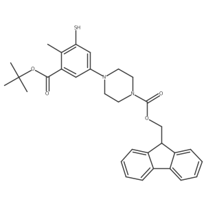(9H-fluoren-9-yl)methyl 4-{3-[(tert-butoxy)carbonyl]-4-methyl-5-sulfanylphenyl}piperazine-1-carboxylate结构式