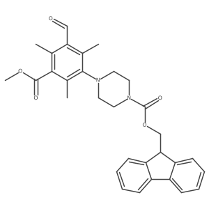 (9H-fluoren-9-yl)methyl 4-[3-formyl-5-(methoxycarbonyl)-2,4,6-trimethylphenyl]piperazine-1-carboxylate结构式