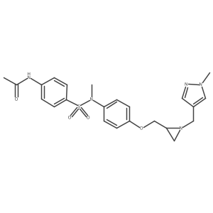 N-[4-[Methyl-[4-[[1-[(1-methylpyrazol-4-yl)methyl]aziridin-2-yl]methoxy]phenyl]sulfamoyl]phenyl]acetamide Structure