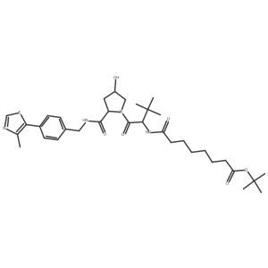 tert-butyl 8-[[(1S)-1-[(2S,4R)-4-hydroxy-2-[[4-(4-methylthiazol-5-yl)phenyl]methylcarbamoyl]pyrrolidine-1-carbonyl]-2,2-dimethyl-propyl]amino]-8-oxo-octanoate Structure