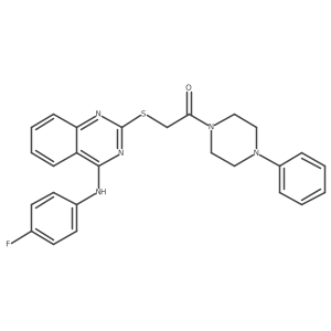 2-((4-((4-Fluorophenyl)amino)quinazolin-2-yl)thio)-1-(4-phenylpiperazin-1-yl)ethanone Structure