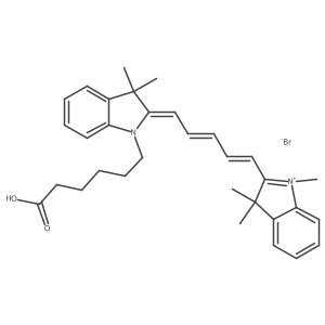 6-[(2Z)-3,3-Dimethyl-2-[(2E,4E)-5-(1,3,3-trimethylindol-1-ium-2-yl)penta-2,4-dienylidene]indol-1-yl]hexanoic acid;bromide Structure