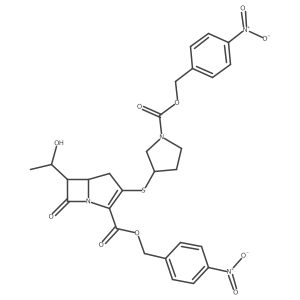 (4-nitrophenyl)methyl (5R,6S)-6-[(1R)-1-hydroxyethyl]-3-[(3S)-1-[(4-nitrophenyl)methoxycarbonyl]pyrrolidin-3-yl]sulfanyl-7-oxo-1-azabicyclo[3.2.0]hept-2-ene-2-carboxylate Structure