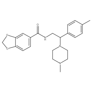 N-(2-(4-methylpiperazin-1-yl)-2-(p-tolyl)ethyl)benzo[d][1,3]dioxole-5-carboxamide结构式