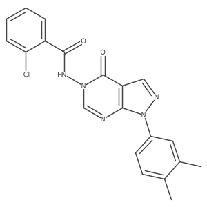 2-chloro-N-(1-(3,4-dimethylphenyl)-4-oxo-1H-pyrazolo[3,4-d]pyrimidin-5(4H)-yl)benzamide结构式