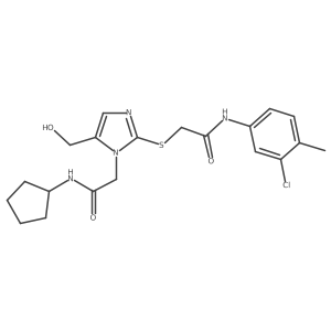 N-(3-chloro-4-methylphenyl)-2-({1-[(cyclopentylcarbamoyl)methyl]-5-(hydroxymethyl)-1H-imidazol-2-yl}sulfanyl)acetamide结构式