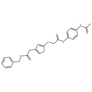 N-(4-acetamidophenyl)-2-((4-(2-oxo-2-((pyridin-3-ylmethyl)amino)ethyl)thiazol-2-yl)thio)acetamide结构式