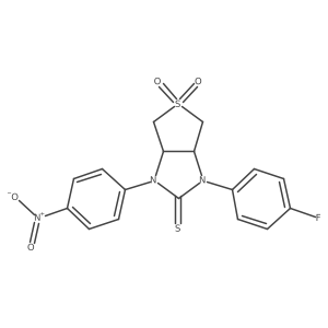 1-(4-fluorophenyl)-3-(4-nitrophenyl)tetrahydro-1H-thieno[3,4-d]imidazole-2(3H)-thione 5,5-dioxide结构式
