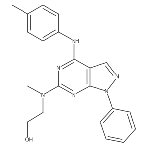 2-(methyl(1-phenyl-4-(p-tolylamino)-1H-pyrazolo[3,4-d]pyrimidin-6-yl)amino)ethanol结构式
