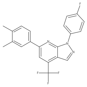 6-(3,4-dimethylphenyl)-1-(4-fluorophenyl)-4-(trifluoromethyl)-1H-pyrazolo[3,4-b]pyridine结构式