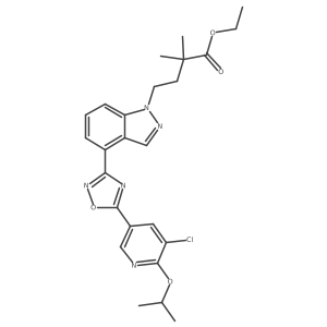 Ethyl 4-[4-(5-{5-chloro-6-[(1-methylethyl)oxy]-3-pyridinyl}-1,2,4-oxadiazol-3-yl)-1H-indazol-1-yl]-2,2-dimethylbutanoate Structure