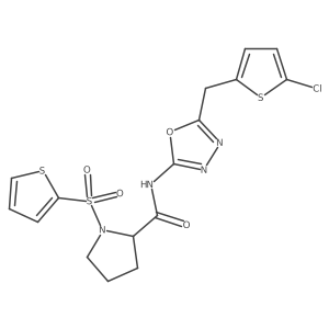 N-(5-((5-chlorothiophen-2-yl)methyl)-1,3,4-oxadiazol-2-yl)-1-(thiophen-2-ylsulfonyl)pyrrolidine-2-carboxamide Structure
