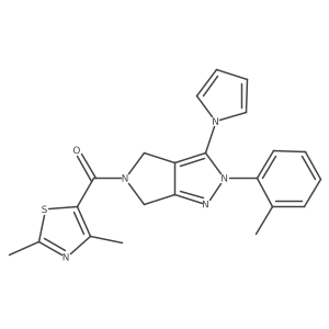 (3-(1H-pyrrol-1-yl)-2-(o-tolyl)pyrrolo[3,4-c]pyrazol-5(2H,4H,6H)-yl)(2,4-dimethylthiazol-5-yl)methanone结构式