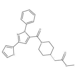methyl (1-{[1-phenyl-3-(thiophen-2-yl)-1H-pyrazol-5-yl]carbonyl}piperidin-4-yl)acetate结构式