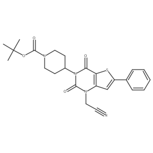 tert-butyl 4-(1-(cyanomethyl)-2,4-dioxo-6-phenyl-1,2-dihydrothieno[3,2-d]pyrimidin-3(4H)-yl)piperidine-1-carboxylate Structure