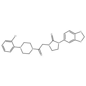 1-(Benzo[d][1,3]dioxol-5-yl)-3-(2-(4-(2-chlorophenyl)piperazin-1-yl)-2-oxoethyl)imidazolidin-2-one结构式
