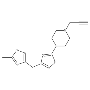4-{3-[(5-Methyl-1,2,4-oxadiazol-3-yl)methyl]-1,2,4-oxadiazol-5-yl}-1-(prop-2-yn-1-yl)piperidine结构式