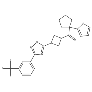 (1-(Thiophen-2-yl)cyclopentyl)(3-(3-(3-(trifluoromethyl)phenyl)-1,2,4-oxadiazol-5-yl)azetidin-1-yl)methanone结构式