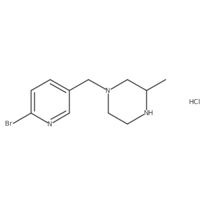 1-((6-Bromopyridin-3-yl)methyl)-3-methylpiperazine hydrochloride结构式