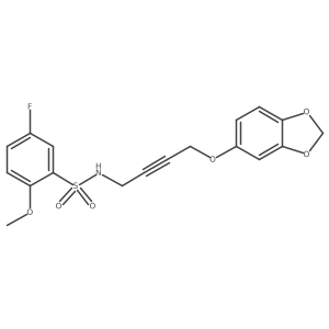 N-(4-(benzo[d][1,3]dioxol-5-yloxy)but-2-yn-1-yl)-5-fluoro-2-methoxybenzenesulfonamide结构式