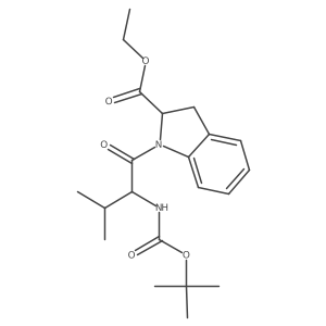 (S)-ethyl 1-((S)-2-(tert-butoxycarbonylamino)-3-methylbutanoyl)indoline-2-carboxylate结构式