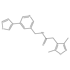 2-(3,5-dimethylisoxazol-4-yl)-N-((5-(thiophen-3-yl)pyridin-3-yl)methyl)acetamide Structure