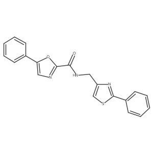5-phenyl-N-((2-phenylthiazol-4-yl)methyl)oxazole-2-carboxamide结构式