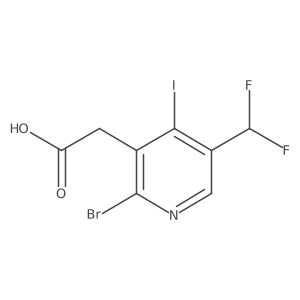 2-(2-Bromo-5-(difluoromethyl)-4-iodopyridin-3-yl)acetic acid结构式