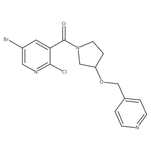 5-Bromo-2-chloro-3-{3-[(pyridin-4-yl)methoxy]pyrrolidine-1-carbonyl}pyridine Structure