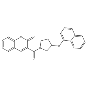 3-(3-(quinolin-8-yloxy)pyrrolidine-1-carbonyl)-2H-chromen-2-one Structure