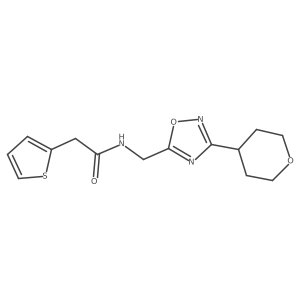 N-((3-(tetrahydro-2H-pyran-4-yl)-1,2,4-oxadiazol-5-yl)methyl)-2-(thiophen-2-yl)acetamide Structure