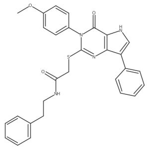 2-((3-(4-methoxyphenyl)-4-oxo-7-phenyl-4,5-dihydro-3H-pyrrolo[3,2-d]pyrimidin-2-yl)thio)-N-phenethylacetamide Structure