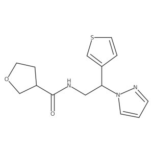 N-(2-(1H-pyrazol-1-yl)-2-(thiophen-3-yl)ethyl)tetrahydrofuran-3-carboxamide结构式