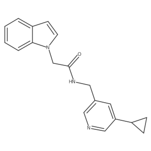 N-((5-cyclopropylpyridin-3-yl)methyl)-2-(1H-indol-1-yl)acetamide结构式