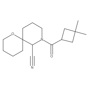 8-(3,3-Dimethylcyclobutanecarbonyl)-1-oxa-8-azaspiro[5.5]undecane-7-carbonitrile结构式