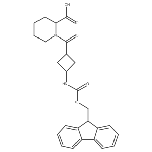 (2R)-1-[(1rs,3rs)-3-({[(9H-fluoren-9-yl)methoxy]carbonyl}amino)cyclobutanecarbonyl]piperidine-2-carboxylic acid结构式