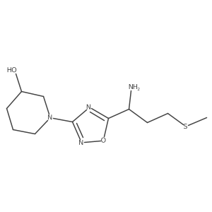 1-{5-[(1S)-1-amino-3-(methylsulfanyl)propyl]-1,2,4-oxadiazol-3-yl}piperidin-3-ol结构式