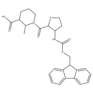 (2RS,3RS)-1-[(2RS&,3SR&)-3-({[(9H-fluoren-9-yl)methoxy]carbonyl}amino)oxolane-2-carbonyl]-2-methylpiperidine-3-carboxylic acid Structure