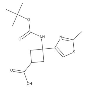 3-{[(Tert-butoxy)carbonyl]amino}-3-(2-methyl-1,3-thiazol-4-yl)cyclobutane-1-carboxylic acid结构式