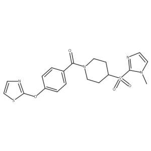 (4-((1-methyl-1H-imidazol-2-yl)sulfonyl)piperidin-1-yl)(4-(thiazol-2-yloxy)phenyl)methanone结构式