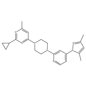 2-cyclopropyl-4-{4-[6-(3,5-dimethyl-1H-pyrazol-1-yl)pyrimidin-4-yl]piperazin-1-yl}-6-methylpyrimidine结构式