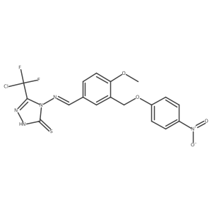 5-(Chlorodifluoromethyl)-2,4-dihydro-4-[[[4-methoxy-3-[(4-nitrophenoxy)methyl]phenyl]methylene]amino]-3H-1,2,4-triazole-3-thione结构式